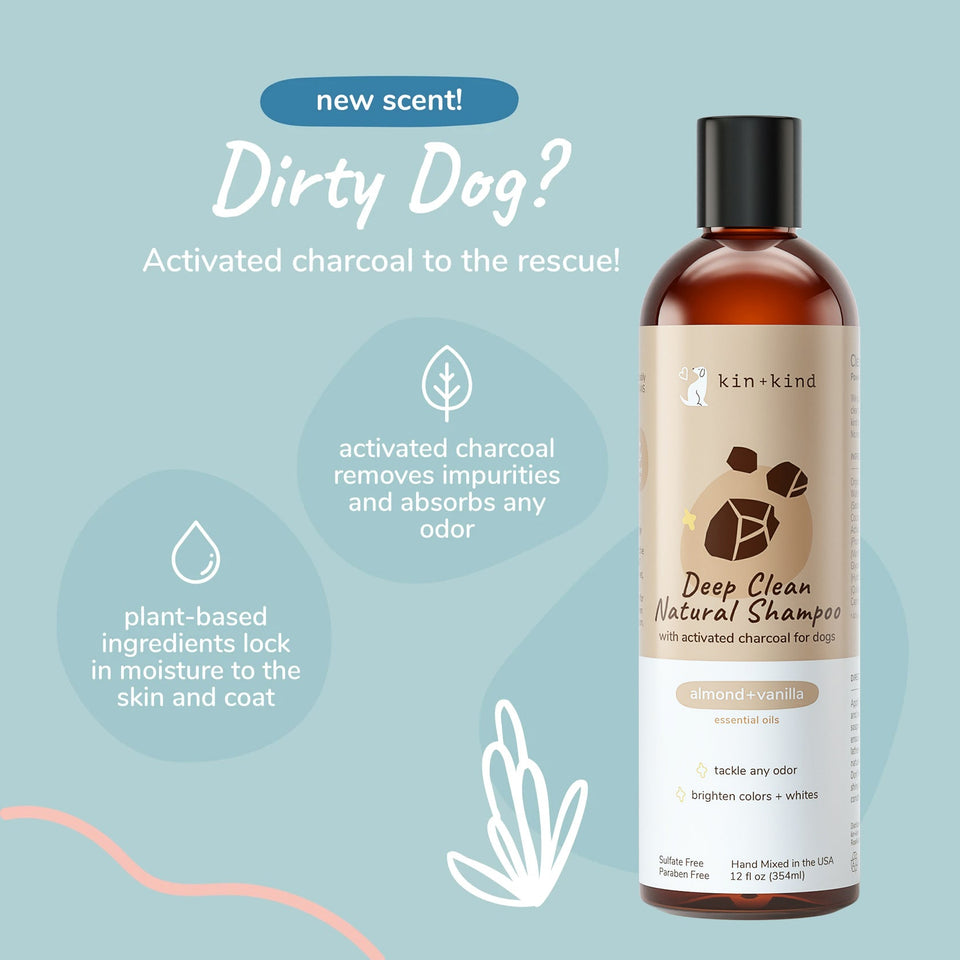 Kin+Kind Pet Shampoo Deep Clean Almond+Vanilla 12 oz