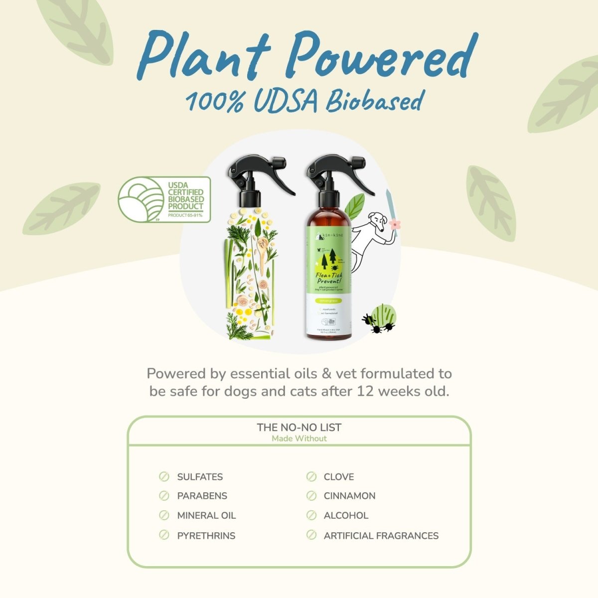 Kin+Kid Flea/Tick Lemongrass Protect Spray 12oz. - Pets Perfect