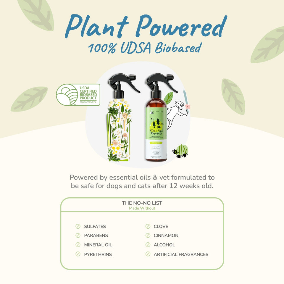 Kin+Kind Flea & Tick Lemongrass Protect Spray 12 oz