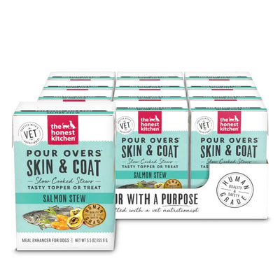 The Honest Kitchen Dog Grain-Free Pour Over Skin & Coat Salmon, 5.5 oz each, Case of 12