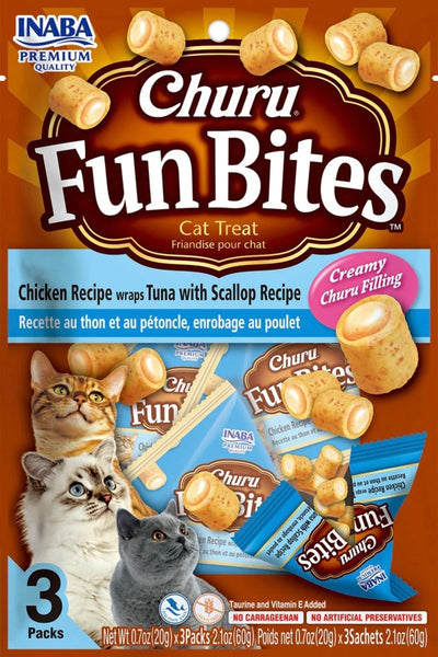 Inaba Churu Fun Bites 2.1 oz. Chicken Wraps Tuna Scallop (3 ct)