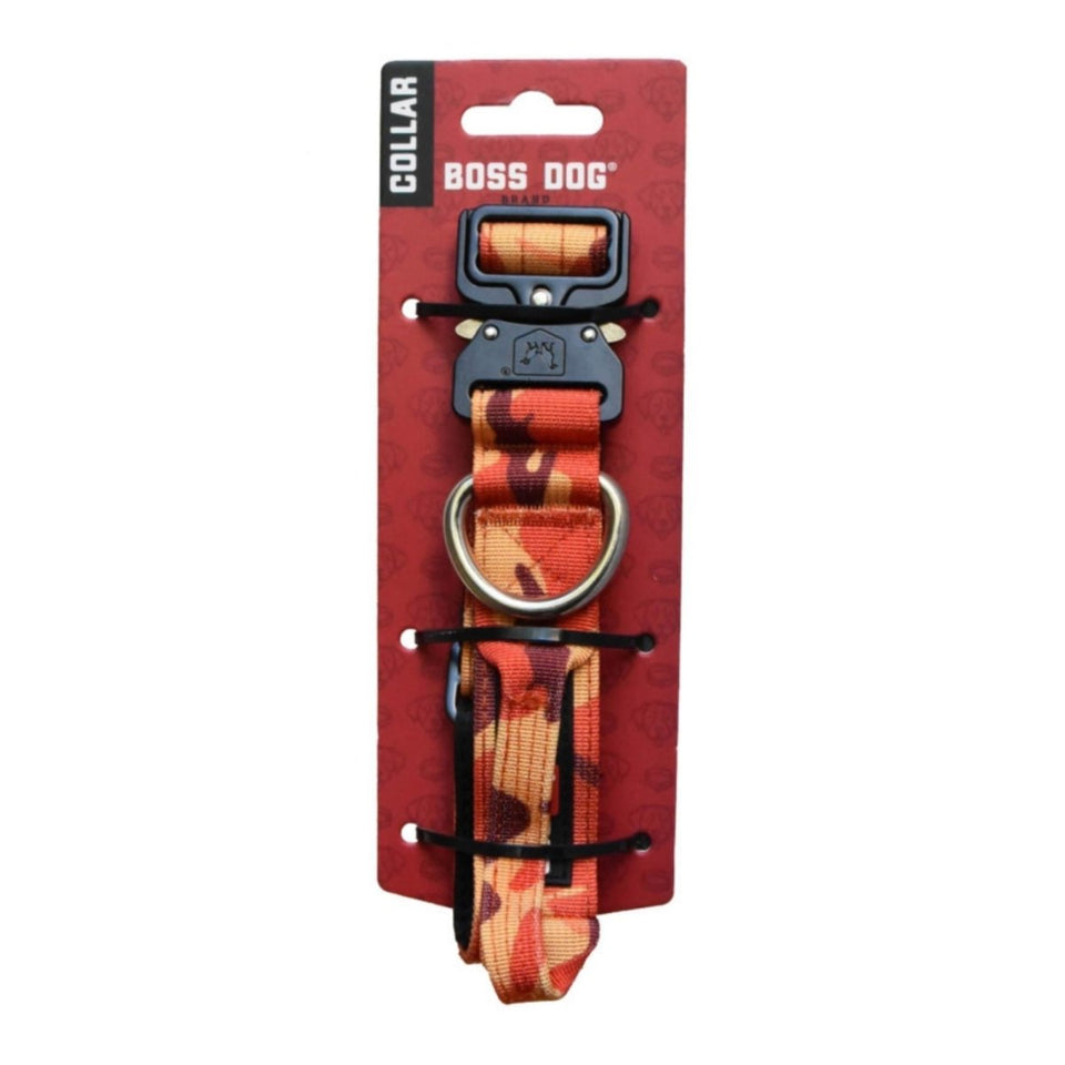 Boss Dog Tactical Adjustable Dog Collar Orange Camo, Small, 13-16 in
