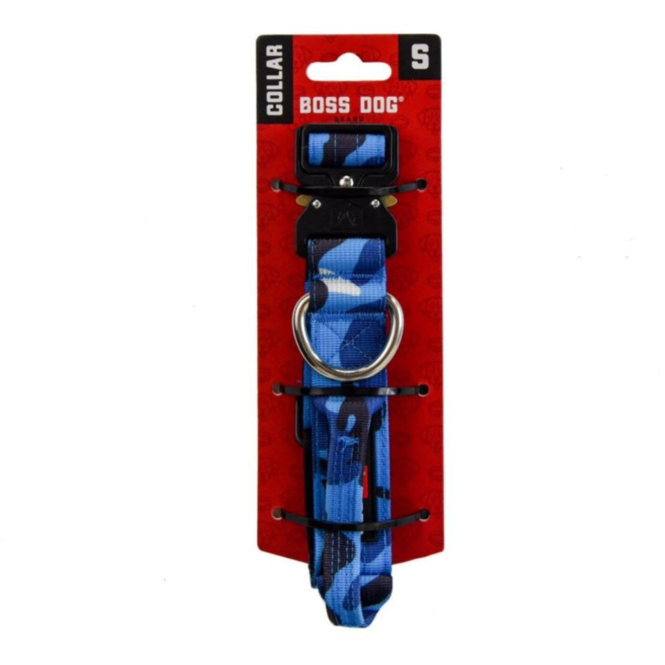 Boss Dog Tactical Adjustable Dog Collar Blue Camo, Small, 13-16 in