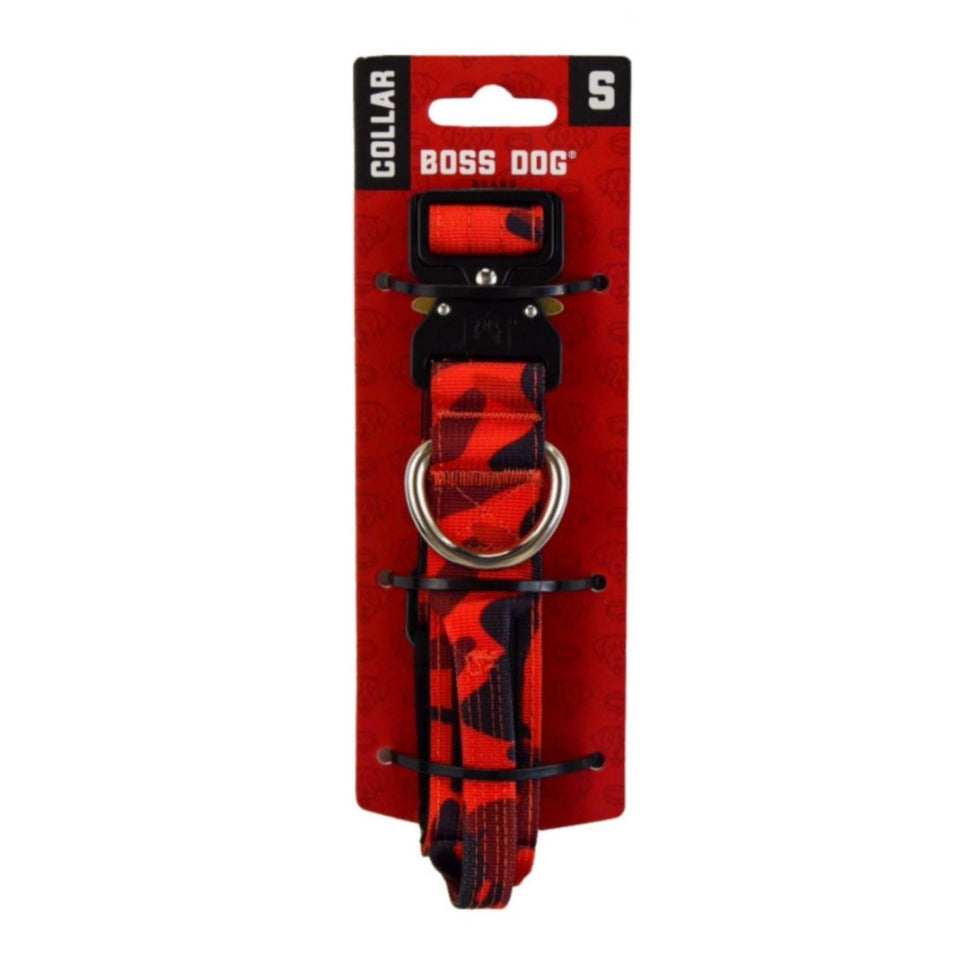 Boss Dog Tactical Adjustable Dog Collar Red Camo, Small, 13-16 in
