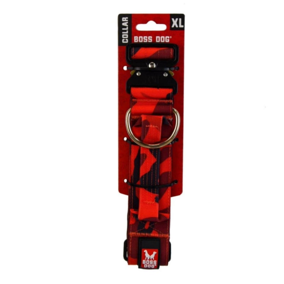 Boss Dog Tactical Adjustable Dog Collar Red Camo, X-Large, 20-28 in