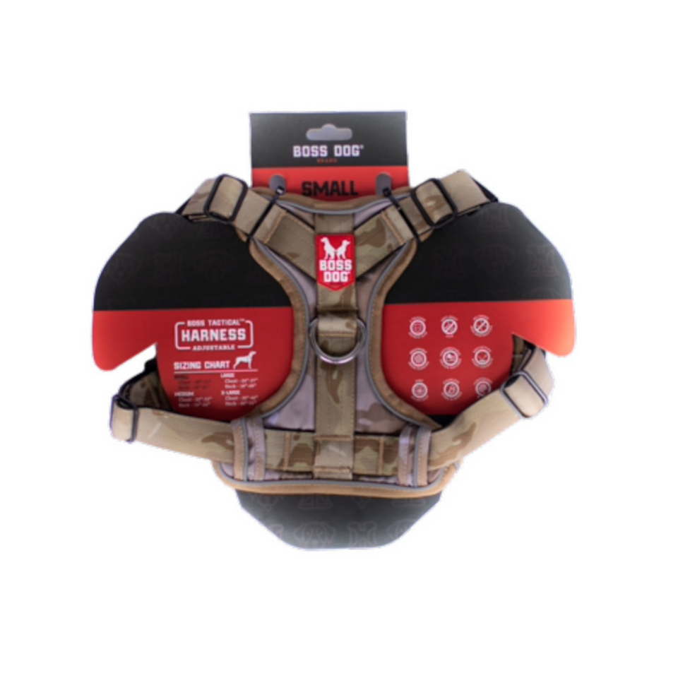 Boss Dog Tactical Dog Harness Tan Camo, 1ea/Small Default Title