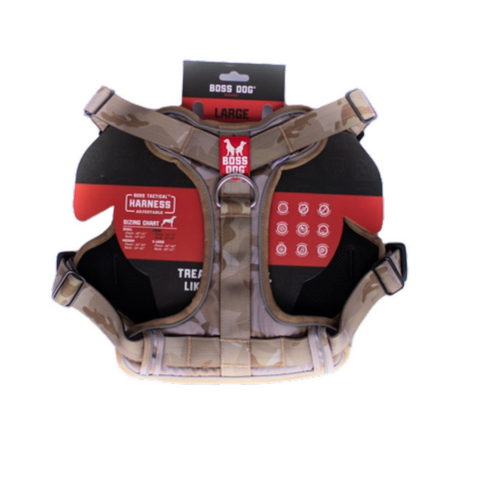 Boss Dog Tactical Dog Harness Tan Camo, 1ea/Large Default Title