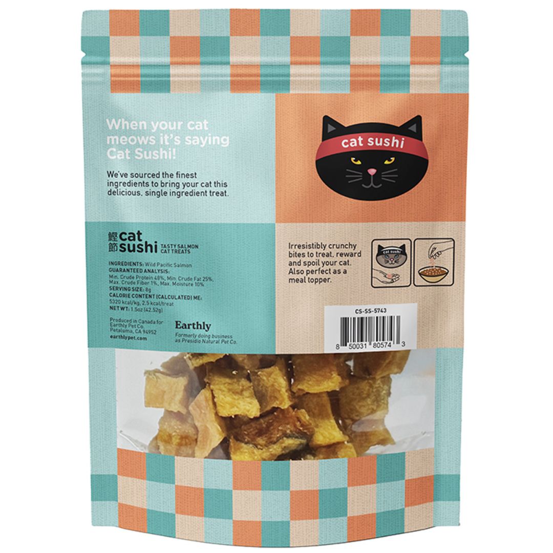 Earthly Cat Grain Free Sushi Crunch Sake Salmon Bites 1.5Oz - Pets Perfect