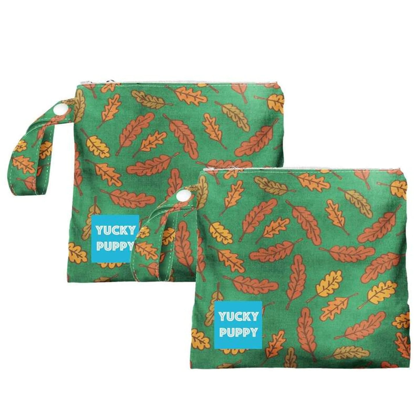 Yucky Puppy Fall Leaves Poop Bag Holder - Waterproof Leash Attachment - Extra Large Set of 2 - Autumn Print