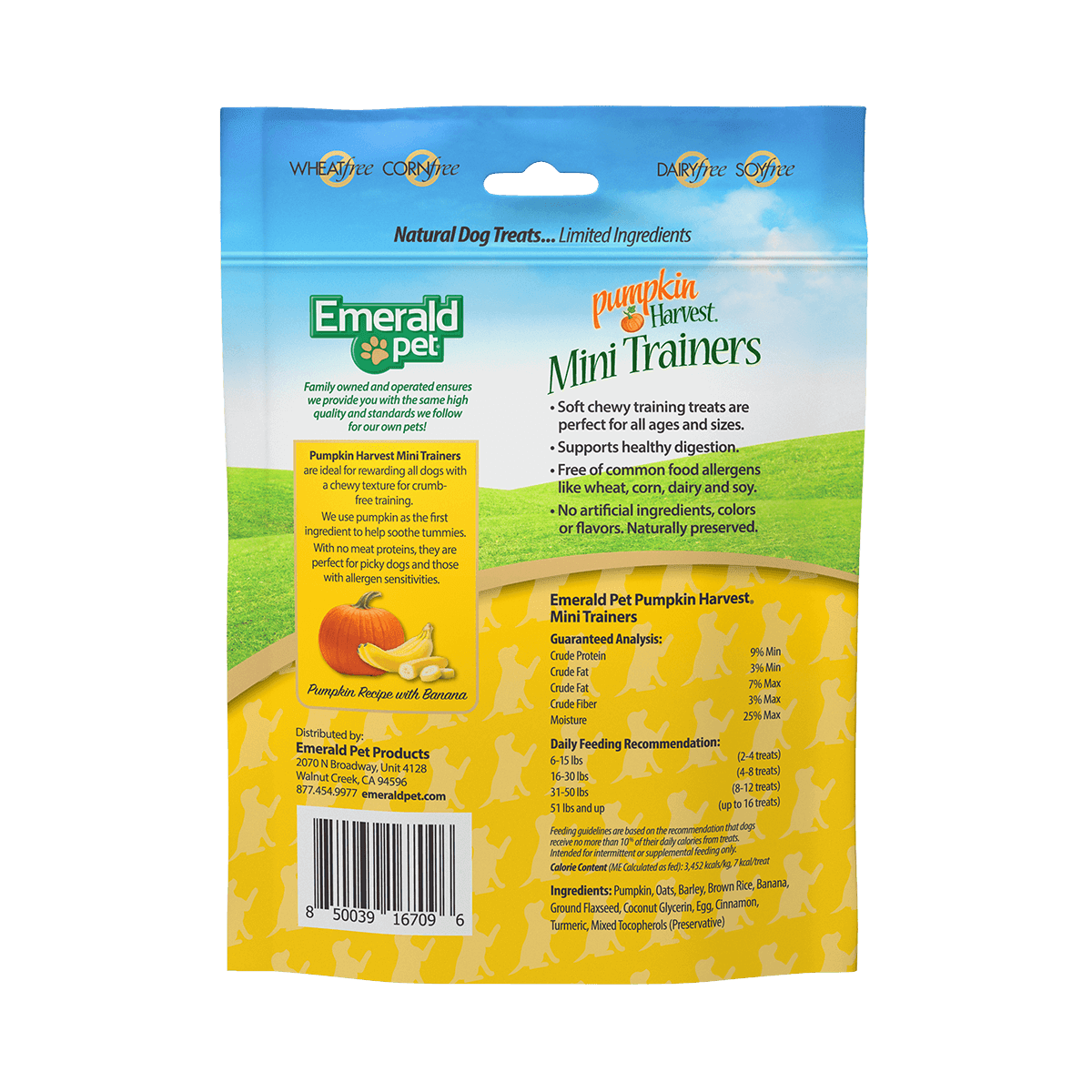Emerald Pet Pumpkin Harvest Trainers Banana Dog Treats 6 oz - Pets Perfect