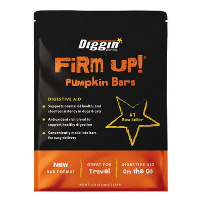 Diggin Your Dog Dog & Cat Firm Up! Pumpkin Bars Digestive Aid 2.1oz. - 6 Count