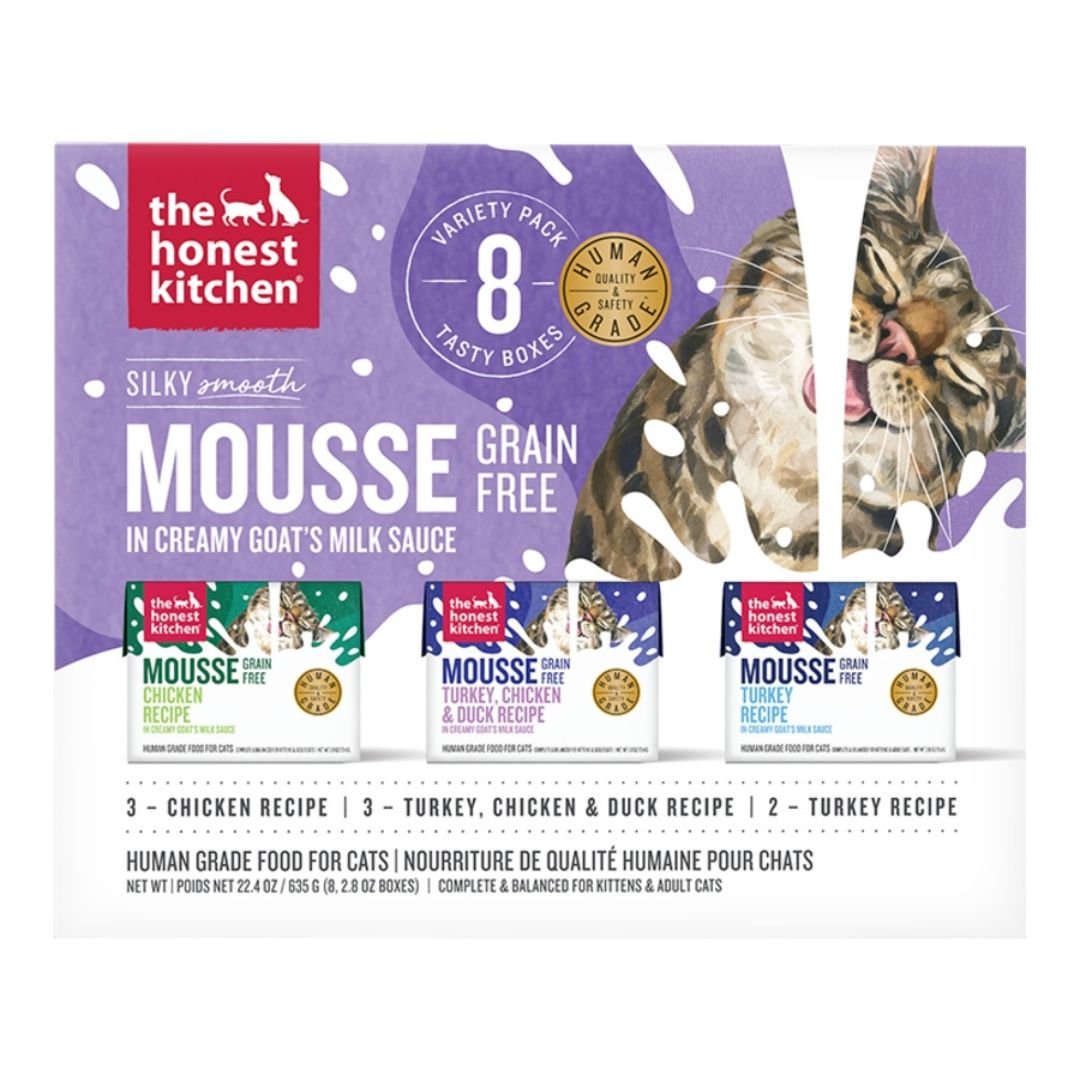 The Honest Kitchen Cat Grain Free Mousse With Goat's Milk 2.8Oz - Variety 8 Pack - Pets Perfect
