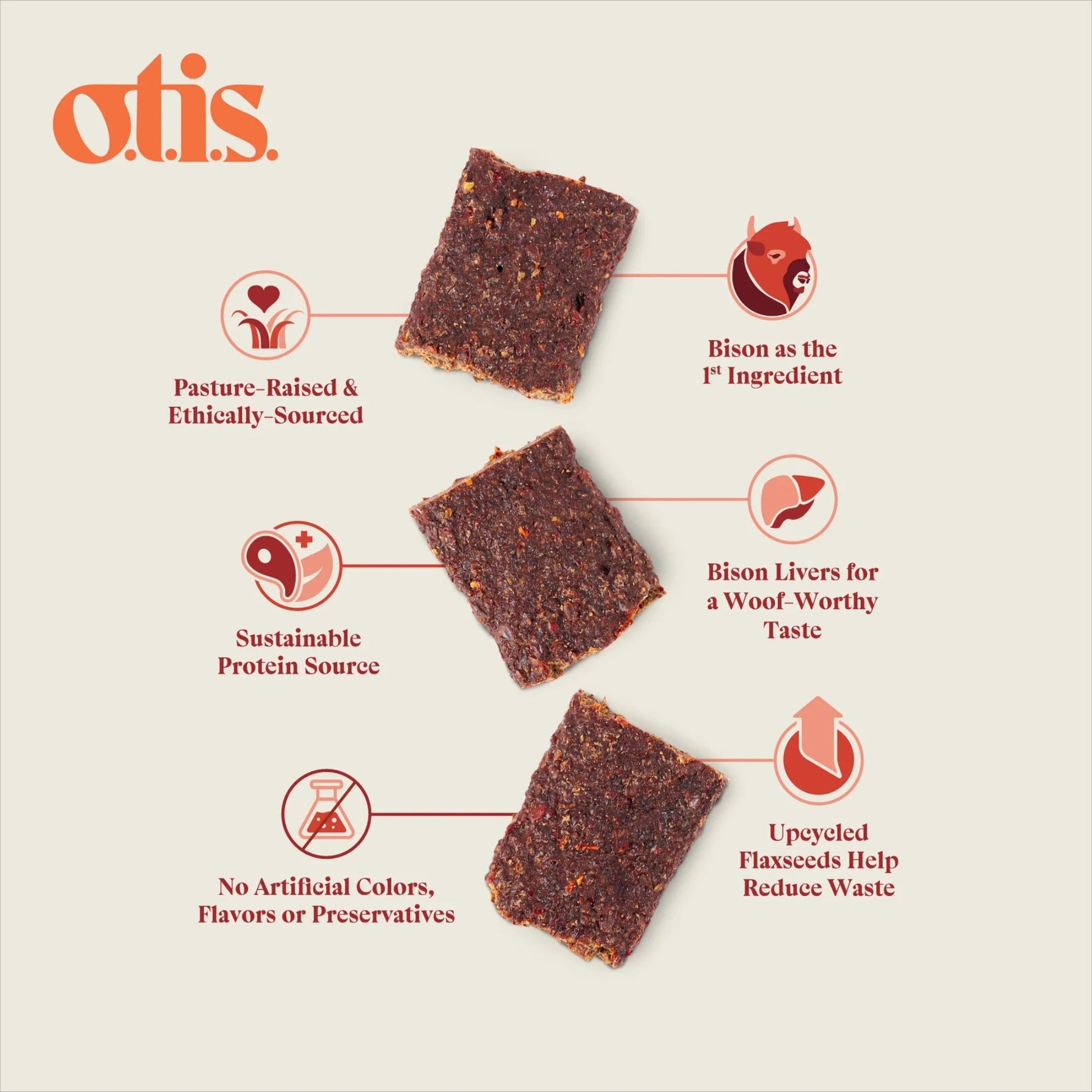 Otis Dog Wild Things Bison Jerky 4oz.