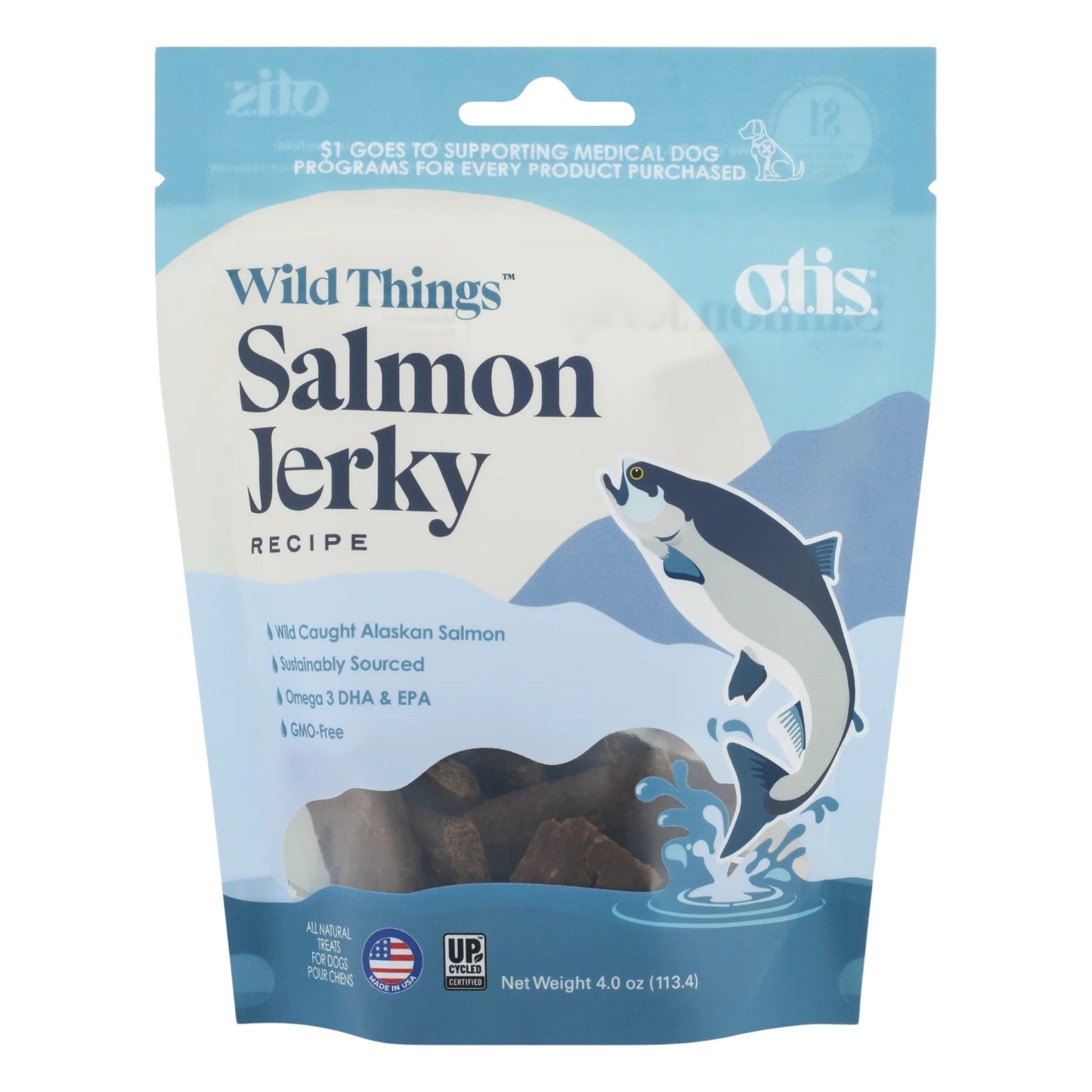 Otis Dog Wild Things Wild Alaskan Salmon Jerky 4 oz