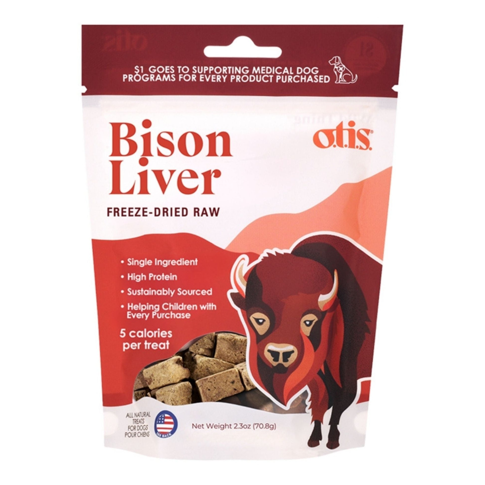 Otis Dog Freeze-Dried Bison Liver, 2.3 oz