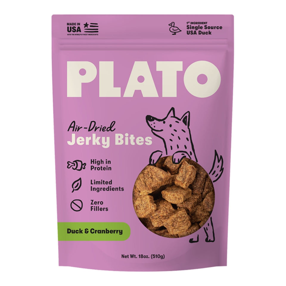 Plato Dog Jerky Bites Duck With Cranberry 18oz.
