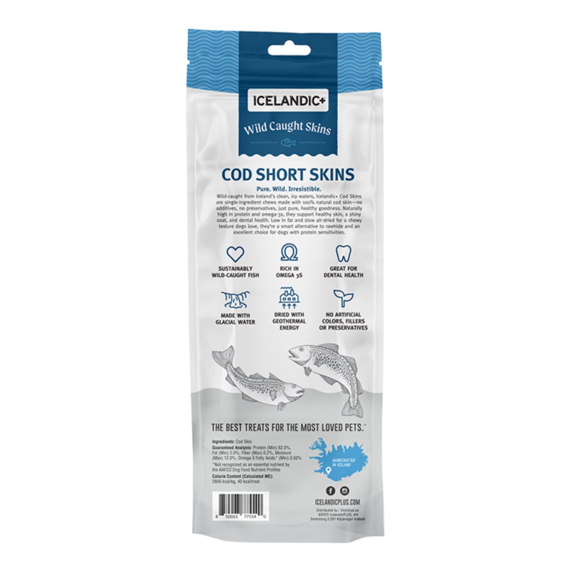 Icelandic Dog Short COD Skin Strips (8-10") - 3 ct, view 2