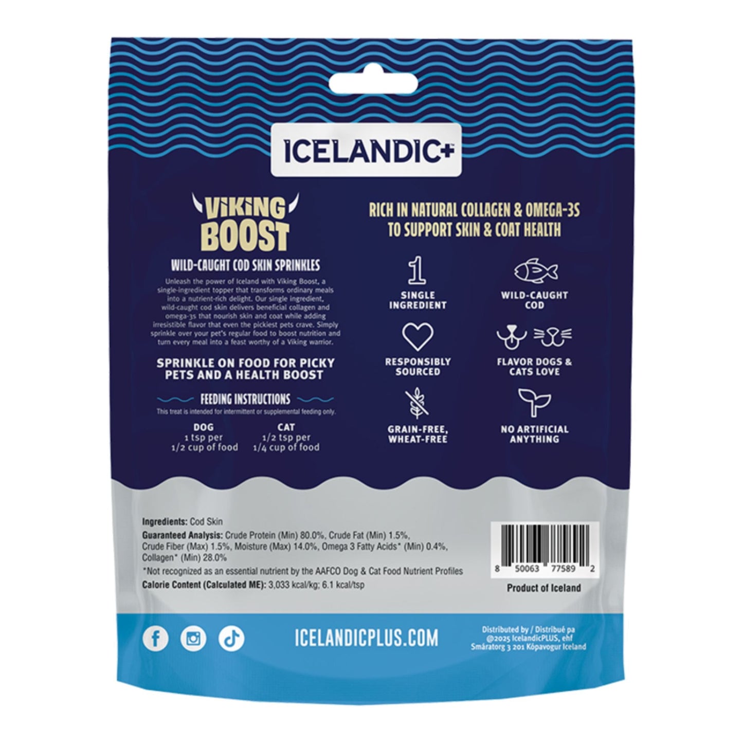 Icelandic Dog & Cat Viking Boost Cod Skin Dog Food Topper 4 oz, view 2