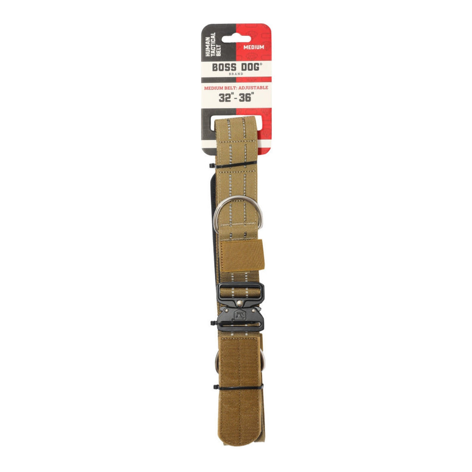 Boss Dog Human Boss Tactical Utility Dog Walker Belt Tan, 1ea/MD (32-36In Waist)