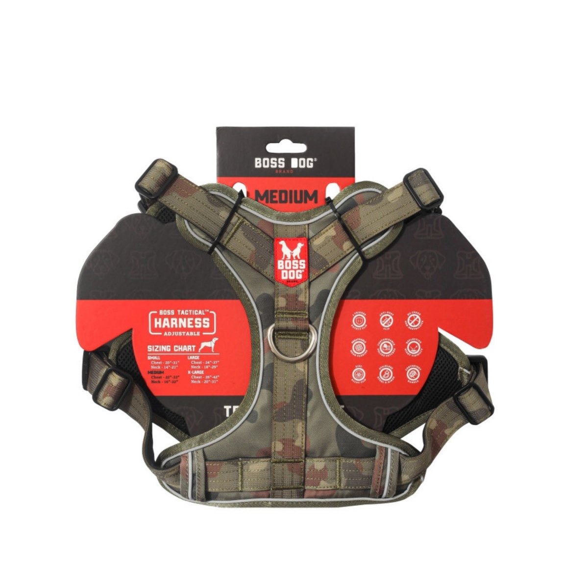 Boss Dog Tactical Dog Harness Green Camo, 1ea/MD - Pets Perfect