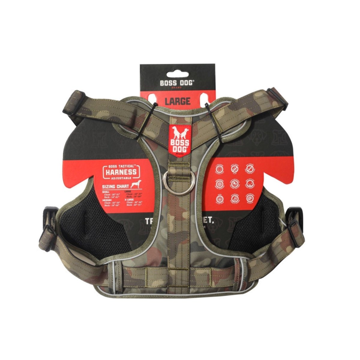 Boss Dog Tactical Dog Harness Green Camo, 1ea/LG - Pets Perfect