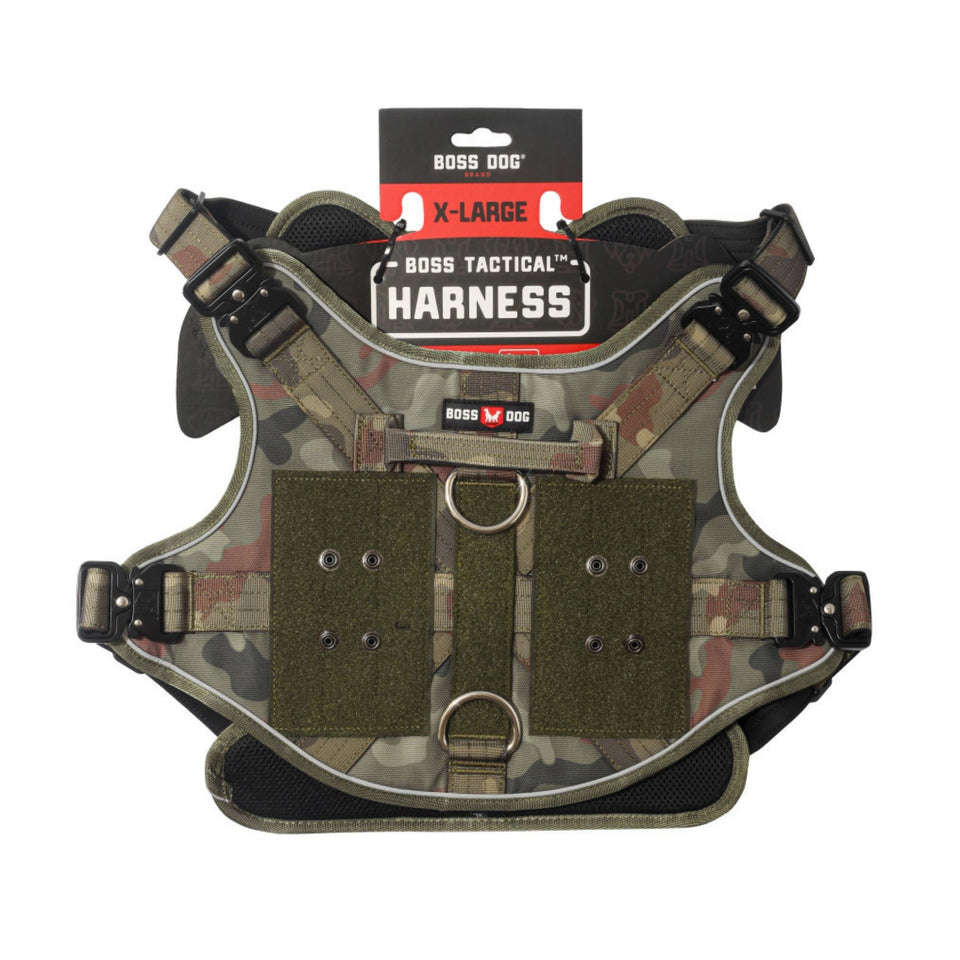 Boss Dog Tactical Dog Harness Green Camo, 1ea/XL