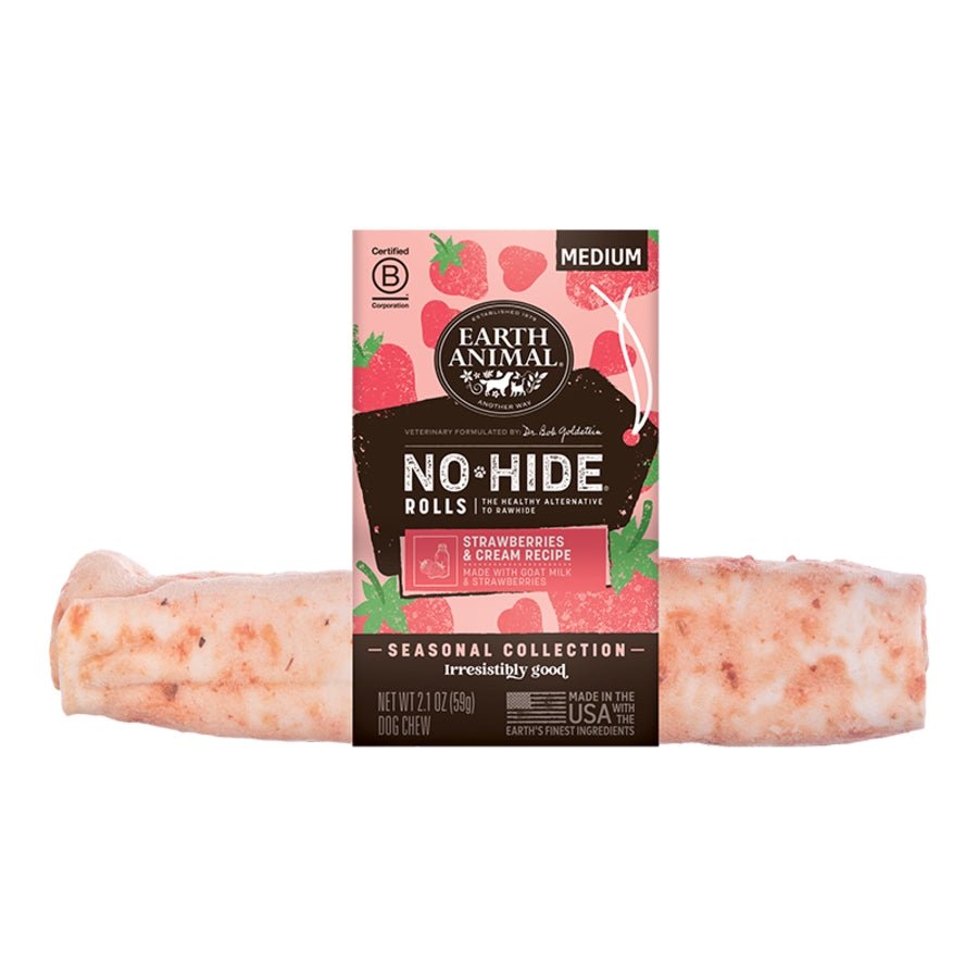 Earth Animal No - Hide strawberries cream rolls medium | Case of 24 - Pets Perfect