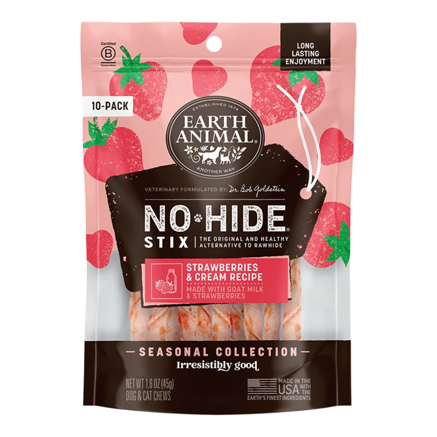 Earth Animal No-Hide - Long-Lasting Strawberries & Cream, 10 ct