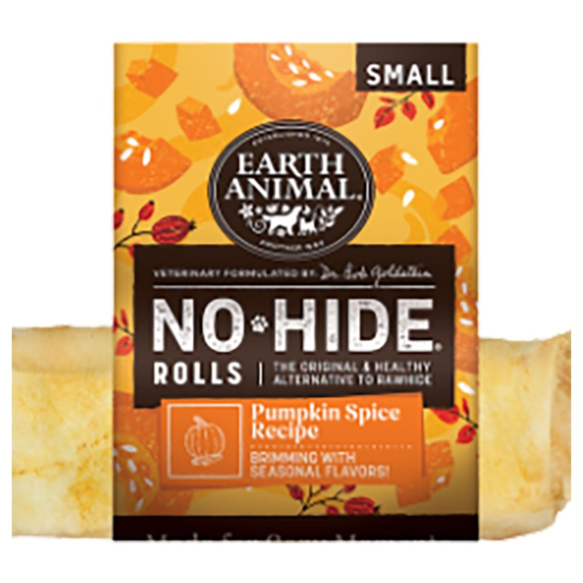 Earth Animal Dog No - Hide Seasonal Collection Pumpkin Spice Rolls Small - 20 Count - Pets Perfect