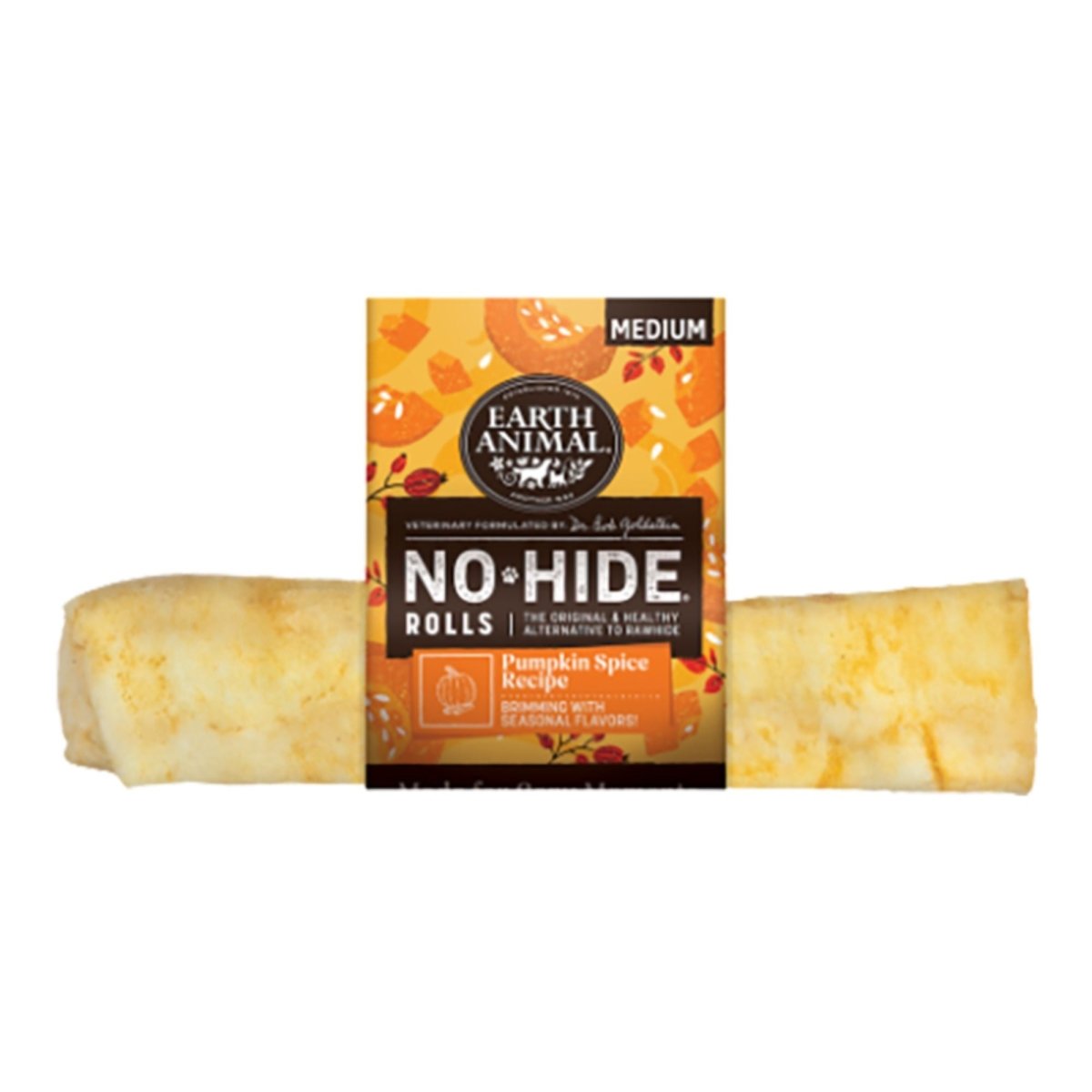 Earth Animal Dog No - Hide Seasonal Collection Pumpkin Spice Rolls Medium - 10 Count - Pets Perfect