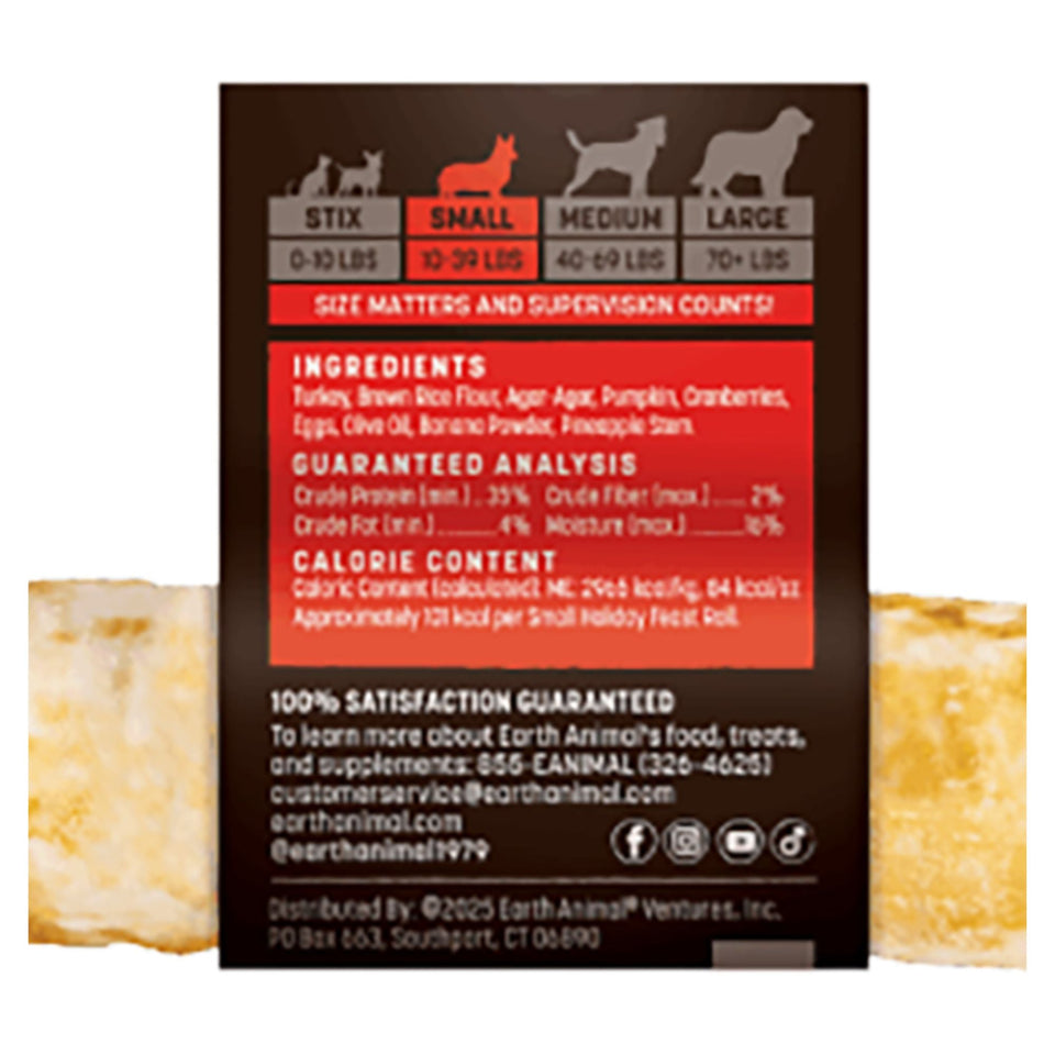 Earth Animal Dog No - Hide Seasonal Collection Holiday Feast Rolls Small - 20 Count