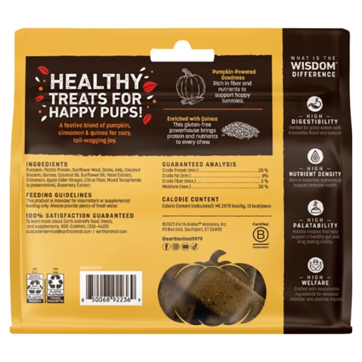 Earth Animal Dog Wisdom Air - Dried Jerky Pumpkin Spice Recipe 4oz. - Pets Perfect