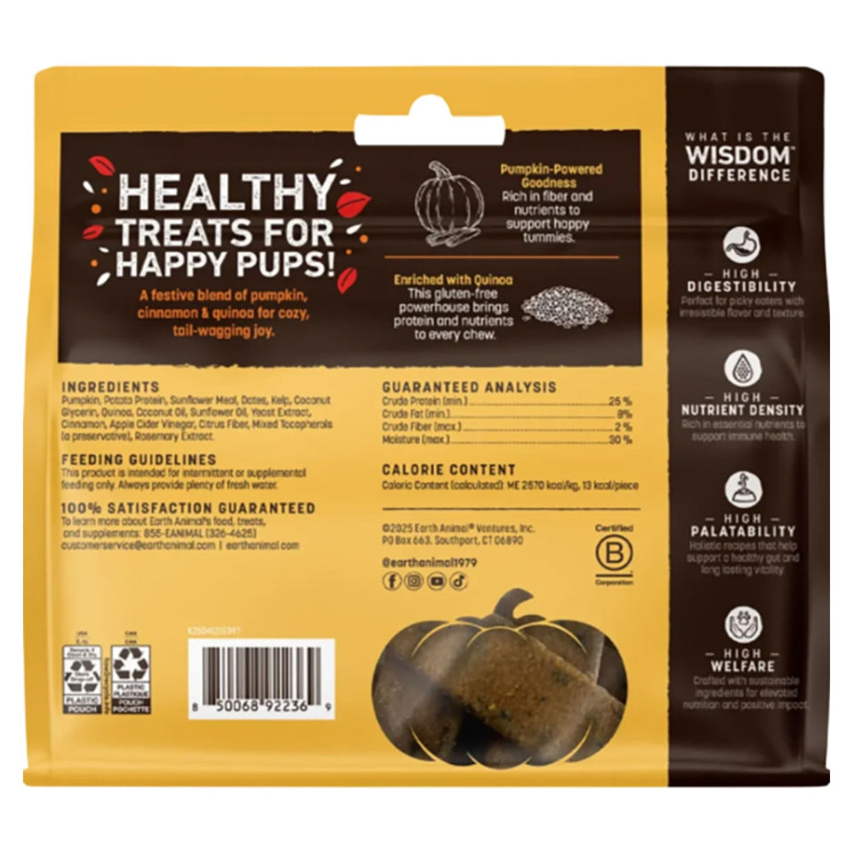 Earth Animal Dog Wisdom Air - Dried Jerky Pumpkin Spice Recipe 4oz.