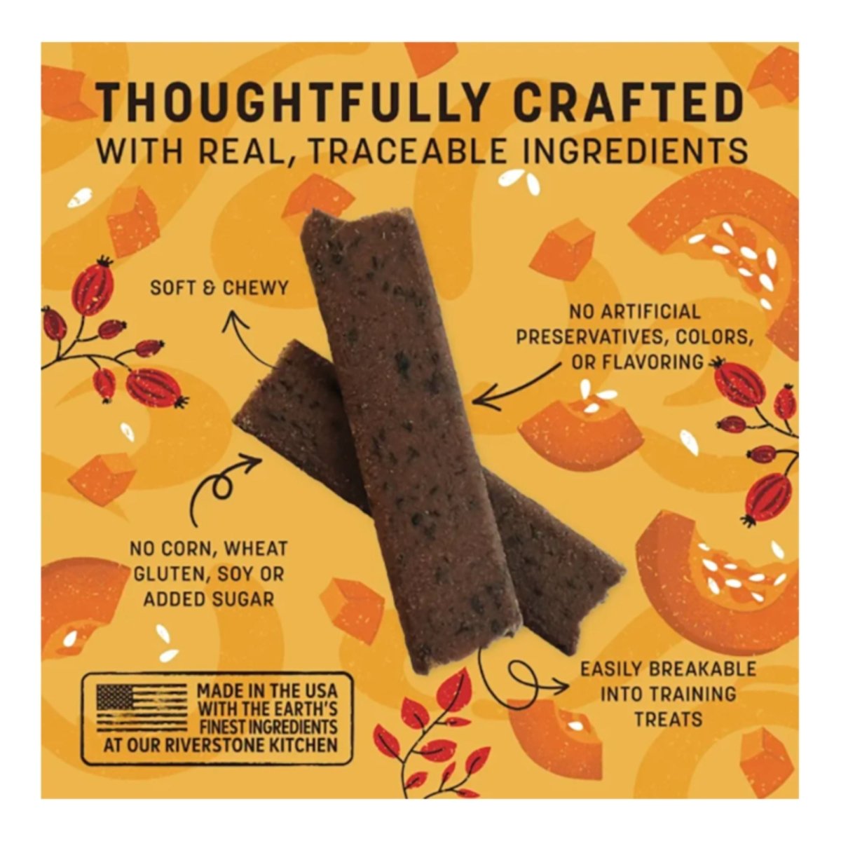 Earth Animal Dog Wisdom Air - Dried Jerky Pumpkin Spice Recipe 4oz. - Pets Perfect
