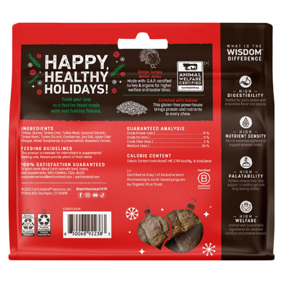 Earth Animal Dog Wisdom Air - Dried Jerky Holiday Feast Recipe 4oz.