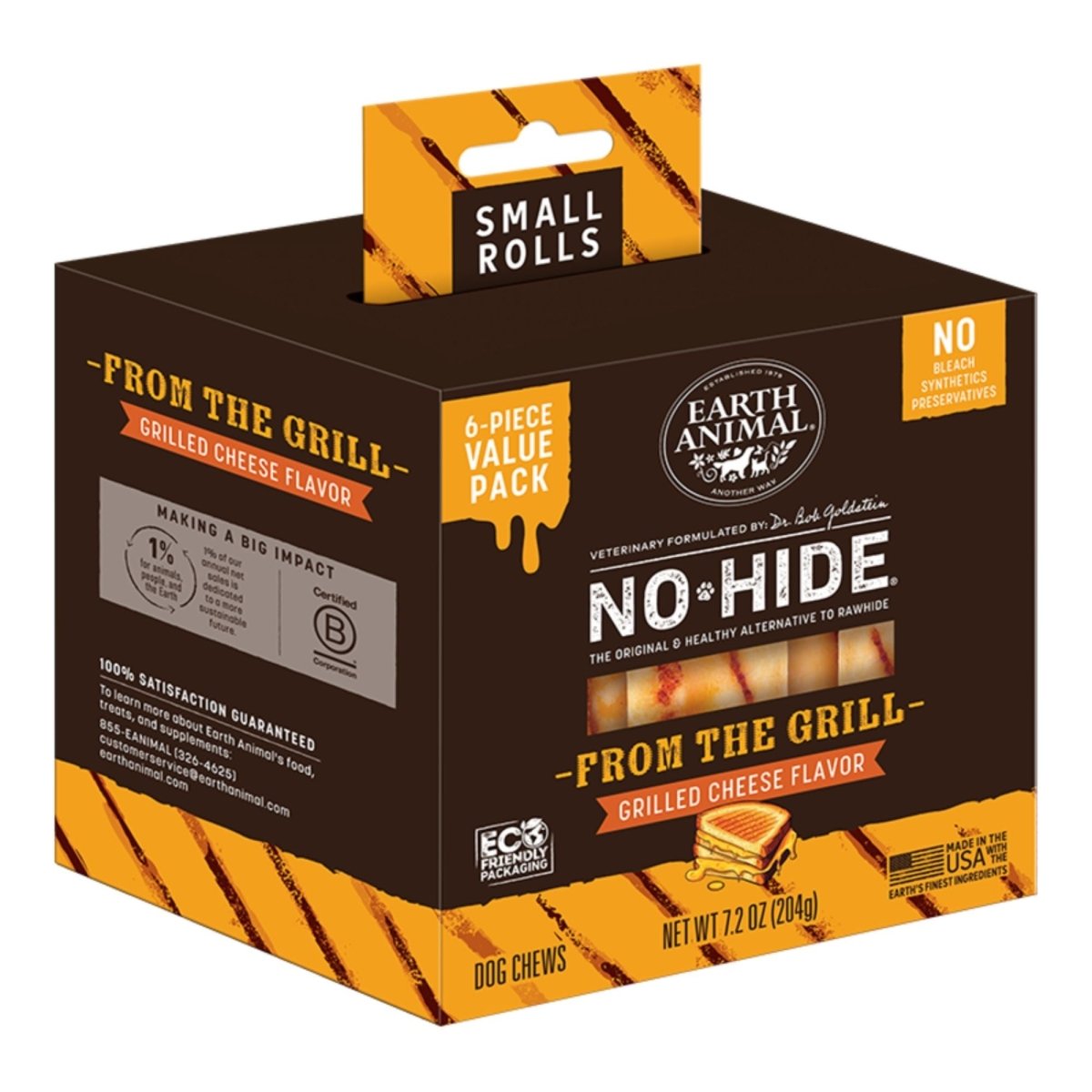 Earth Animal Dog No - Hide From The Grill Grilled Cheese Rolls Small Value Pack - 6 Pack - Pets Perfect