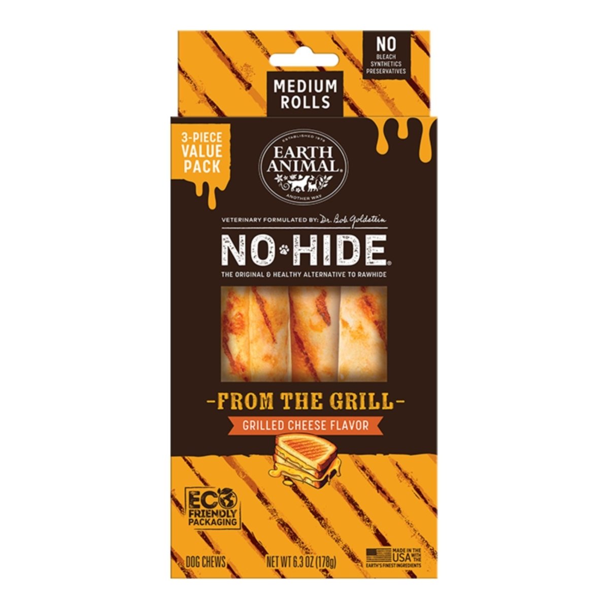 Earth Animal Dog No - Hide From The Grill Grilled Cheese Rolls Medium Value Pack - 3 Pack - Pets Perfect