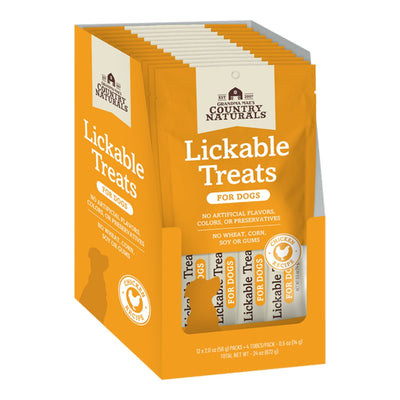 Grandma Mae's Country Naturals Dog Lickable Treats Chicken 4 Count - 12 Pack