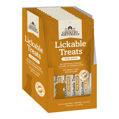 Grandma Mae's Country Naturals Dog Lickable Treats Peanut Butter 4 Count - 12 Pack