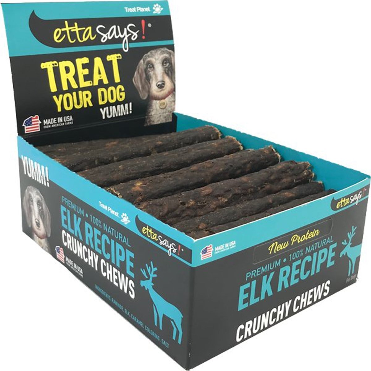 Etta Says! Elk rawhide chew sticks 4.5" – Natural dog treat | Case of 36 - Pets Perfect