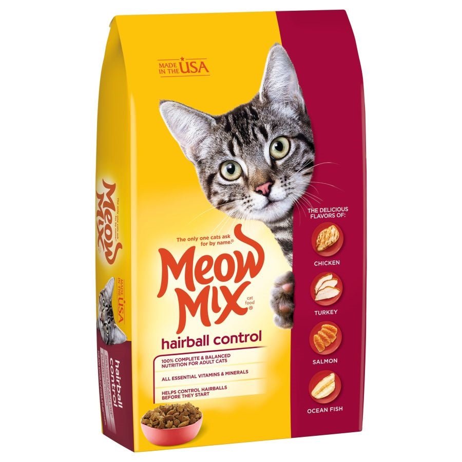 Meow - Mix Hairball Control Dry Cat Food Chicken, Turkey, Salmon & Ocean Fish 3.15lb - Pets Perfect