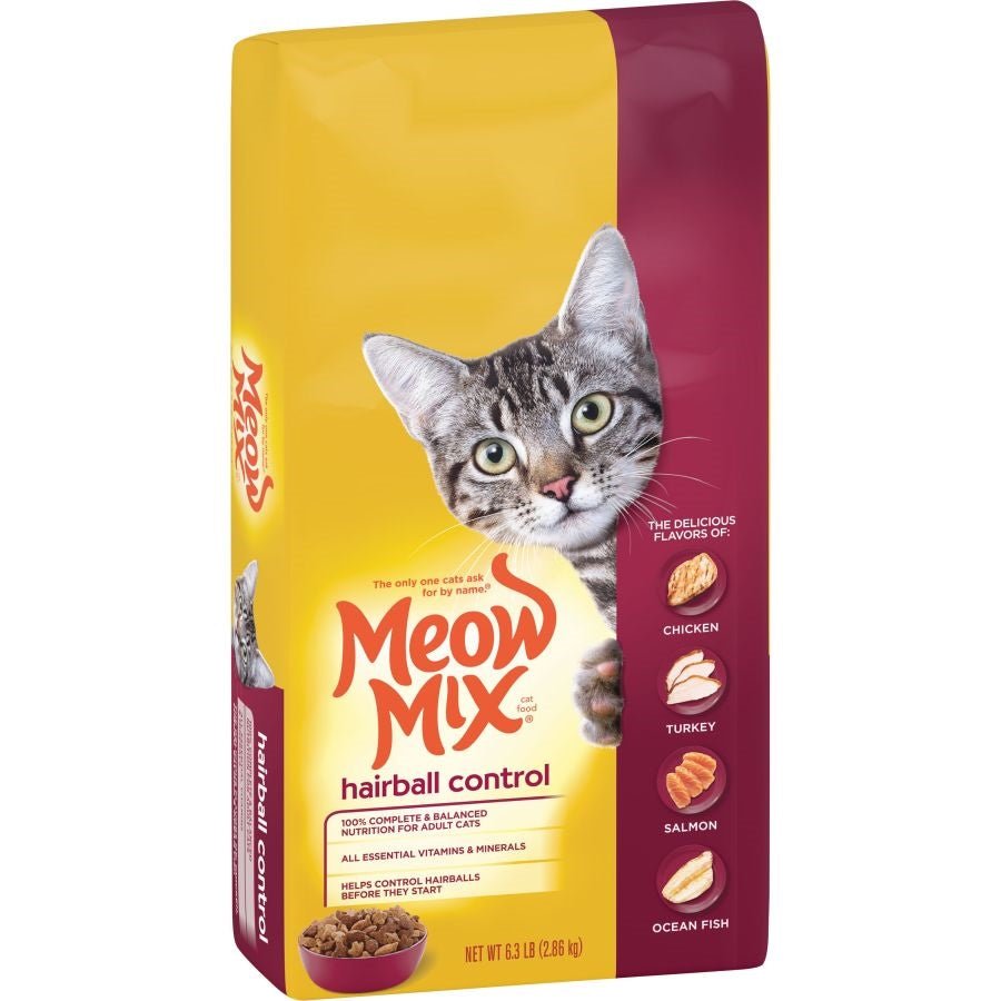 Meow - Mix Hairball Control Dry Cat Food Chicken, Turkey, Salmon & Ocean Fish 6.3lb - Pets Perfect