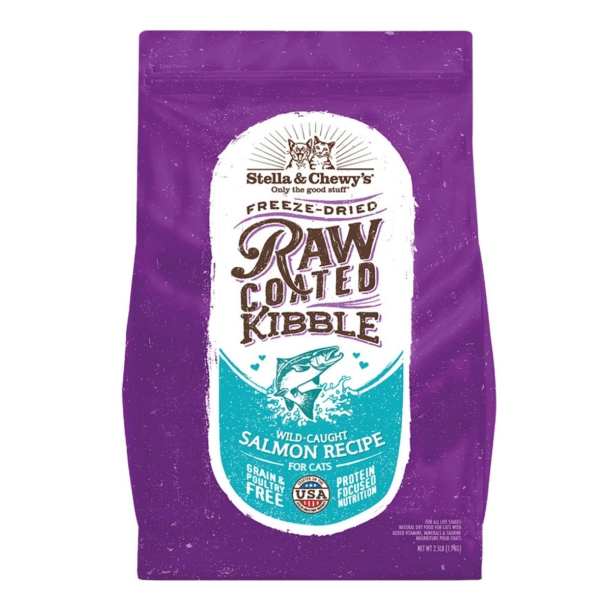 Stella & Chewys Cat Kibble - Raw Coated Wild - Caught Salmon Recipe 5Lbs - Pets Perfect