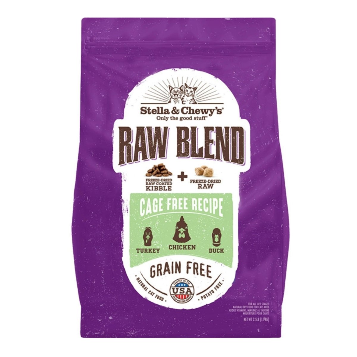 Stella & Chewys Cat Kibble - Raw Blend Cage - Free Poultry Recipe 10Lbs - Pets Perfect