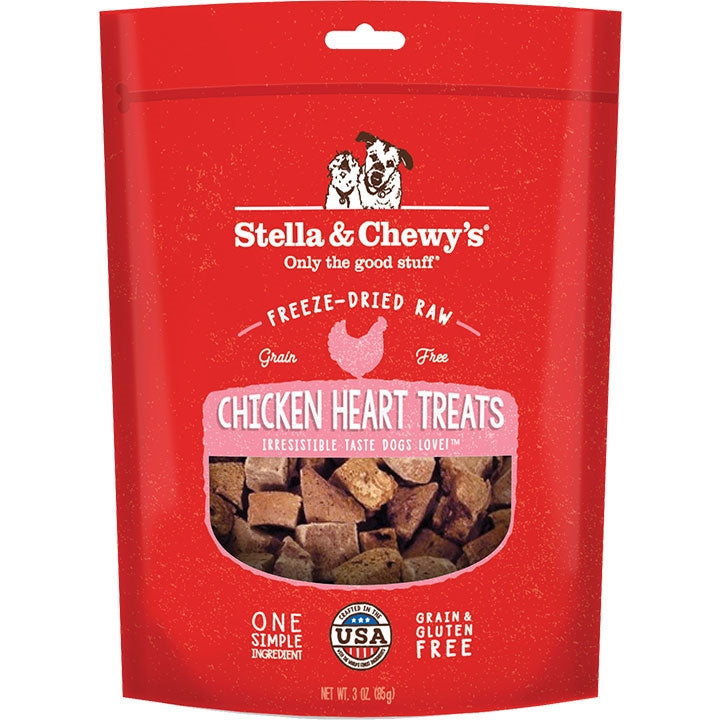 Stella & Chewy's Dog Freeze-Dried Dog Treat Chicken Hearts, 11.5 oz
