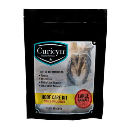 Curicyn Hoof Care Kit for large animals, treats thrush, abscesses, white line disease, and hoof ailments