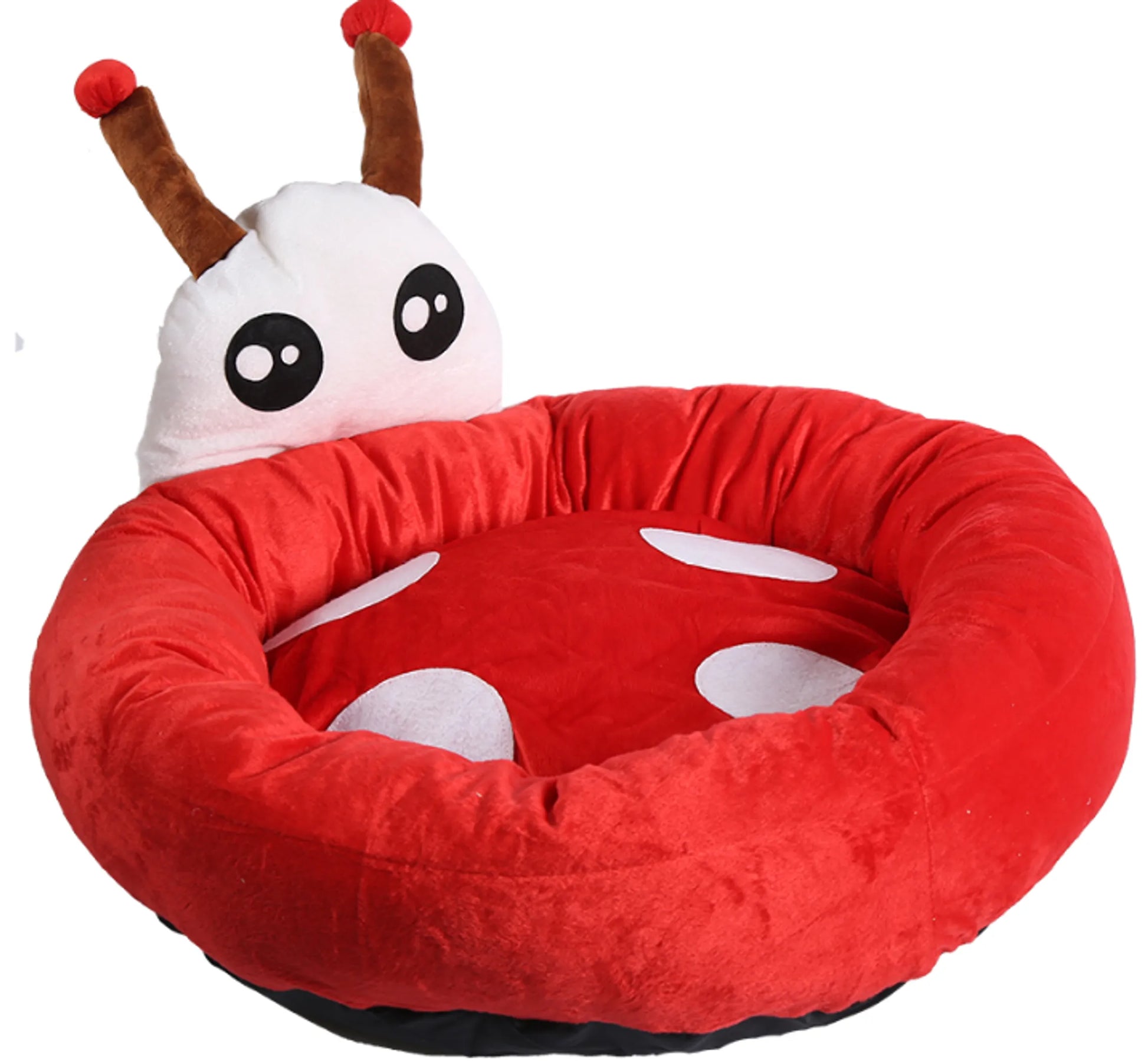Ladybug Pet Bed for Dogs - Soft Cushion Nest with Removable Washable Cover - Pets Perfect
