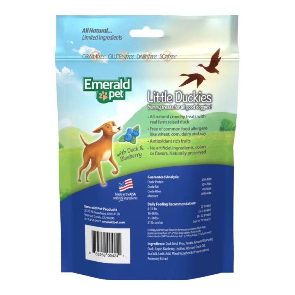 Emerald Pet Little Duckies Duck & Blueberry Dog Treats 5 oz - Pets Perfect