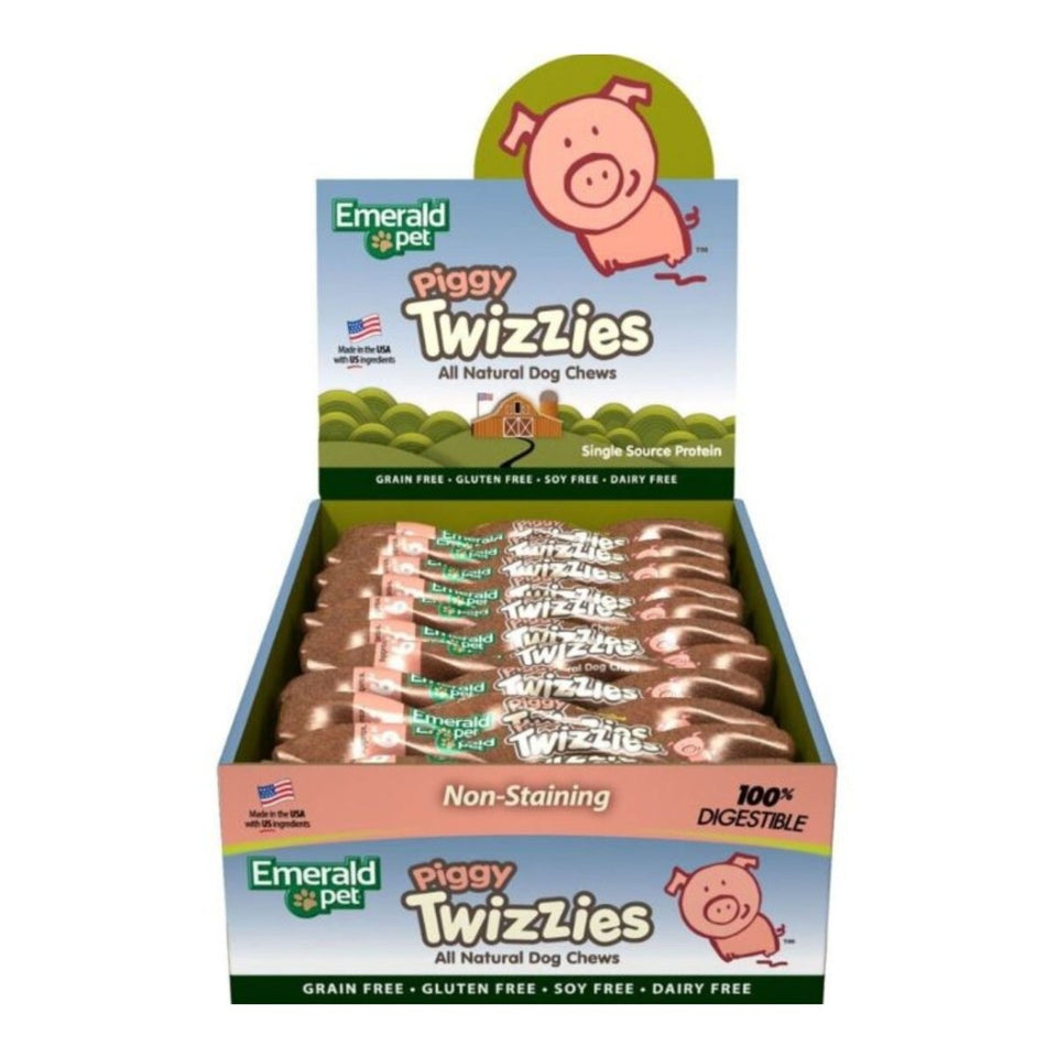 Emerald Pet Twizzies Grain-Free Dog Chews Piggy 6-in- 30 Pc