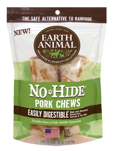 Earth Animal No Hide Pork Chews Dog Treats; 4 Inch; 2 Pack - Pets Perfect